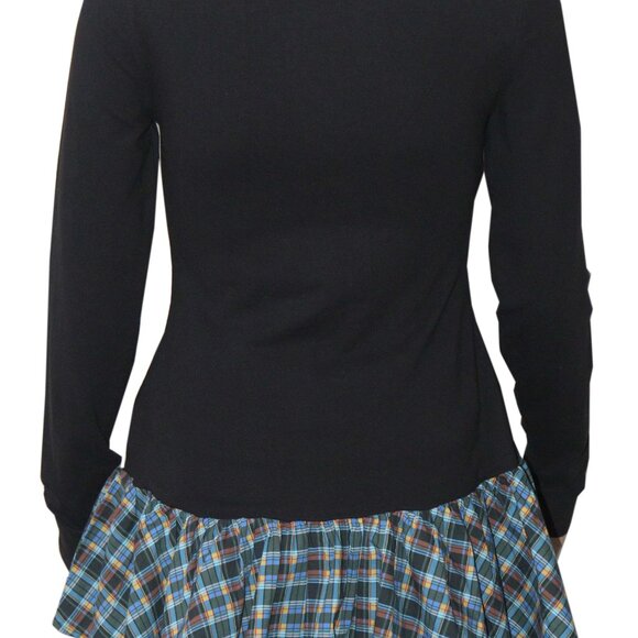 Maeve Long-Sleeve Peplum Top Anthropologie Black Ruffle Pullover XS - Picture 5 of 7